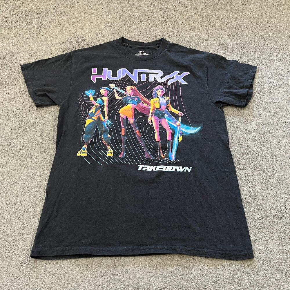 Netflix KPop Demon Hunters HUNTR/X T-Shirt Black Graphic Women's Size Medium